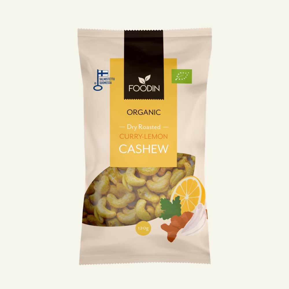Ristaðar cashew hnetur karrý og sítróna 120g