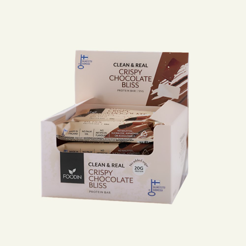 Clean & Real próteinstykki Crispy Chocolate Bliss, 12 stykkja kassi